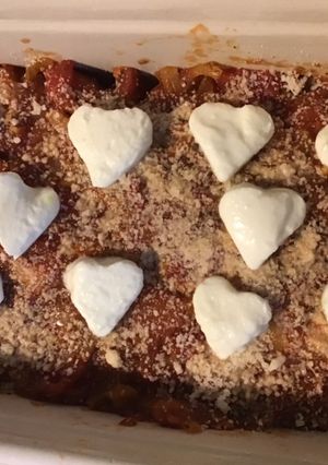 Une photo de Gratin de navets violets aux tomates et mozzarella