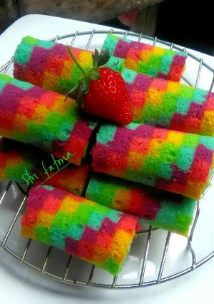 Foto resep Anyam rainbow rollcake