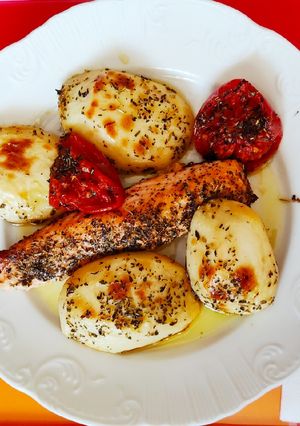 Una foto de Salmón al horno