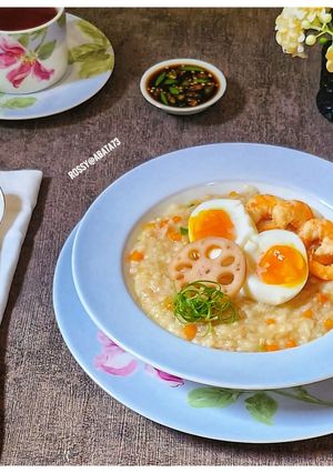 Foto resep Bubur Udang Akar Teratai (Lotus Root Shrimp Porridge)