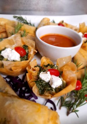 A picture of Spinach and feta Pyhllo basket.