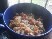 Una foto de pollo con salsa de ostiones