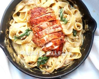 How To Making Recipe Chicken fettuccine pasta in white sauce Very Delicious