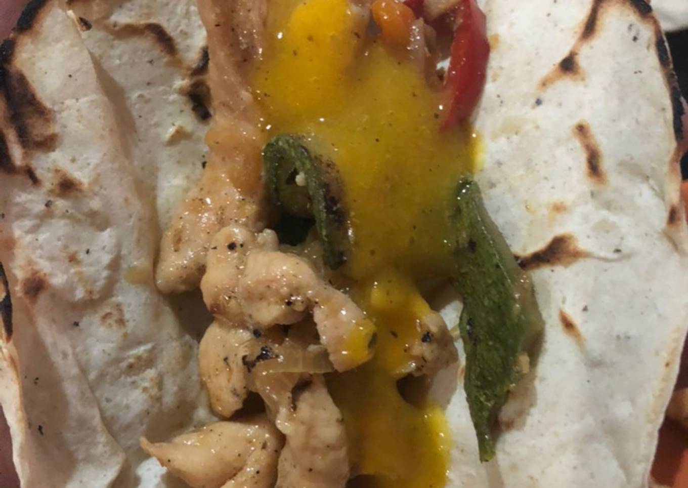 Fajitas de pollo con salsa mango/habanero