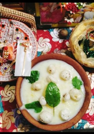 A picture of Charnamrit /Panchamrit (Bhog Prasad).