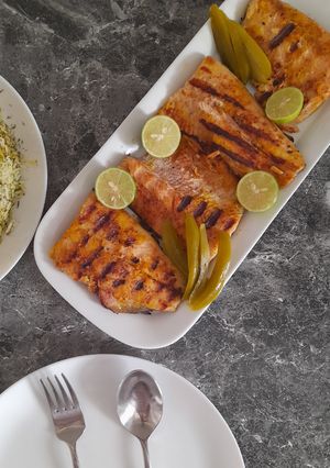 عکسی از دستور ماهی کبابی در کباب پز برقی (گریل)