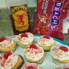 A picture of Fireball whiskey cupcakes.