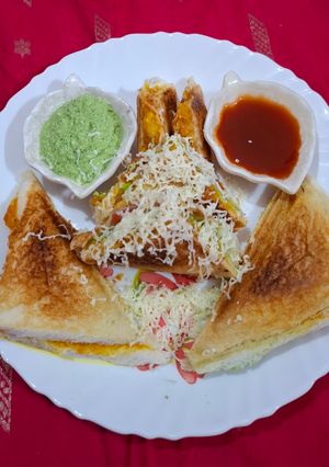 A picture of Club & cheese sandwich.