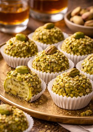 Foto de Brigadeiro de Pistache Italiano com Chocolate Branco e Licor Brasileiro