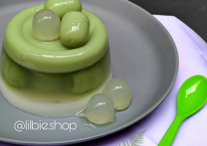 Resep Milk Matcha Vanilla Pudding (Puding Rasa Susu Matcha Vanilla) yang Lezat Sekali