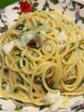 Pan-Fried Spaghetti with Taggiasca Olives and Salted Cod