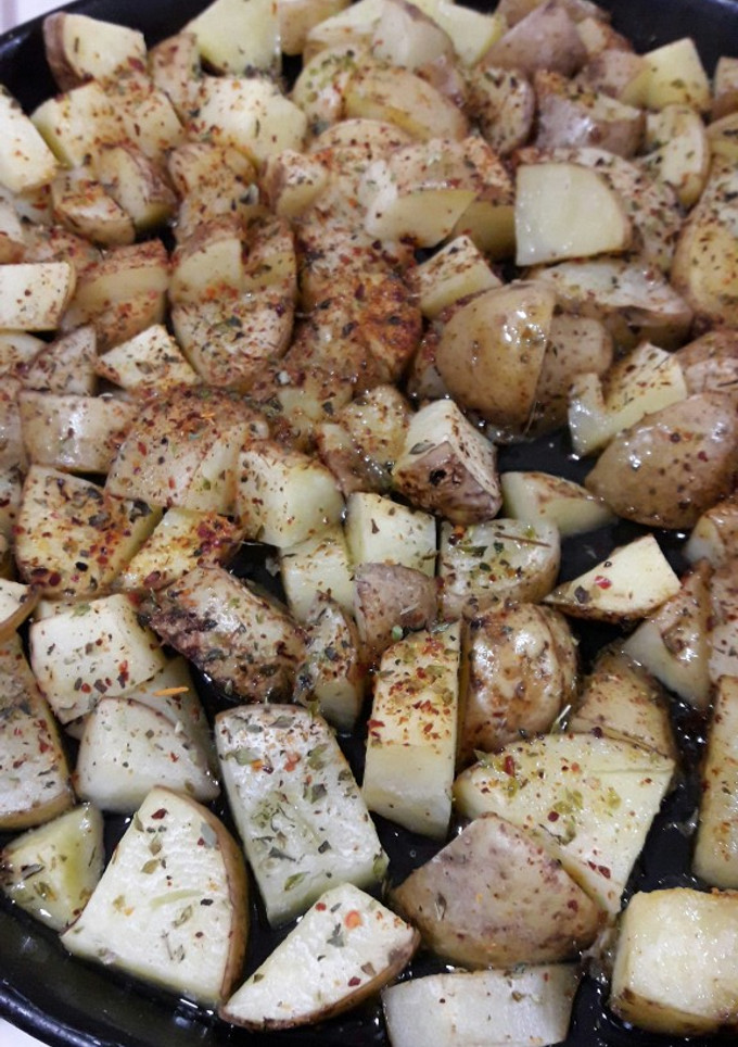 Una foto de Papas al horno con picante y miel