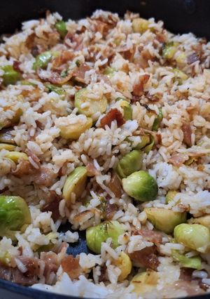 Édes chilis baconos kelbimbó rizzsel recept fotója