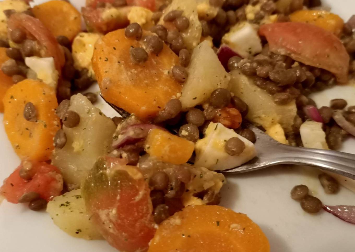 Ensalada tibia de lentejas