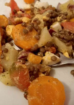 Una foto de Ensalada tibia de lentejas