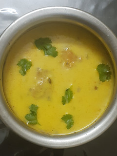 A picture of Moong dal ki kadhi (split green gram curry).