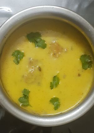 A picture of Moong dal ki kadhi (split green gram curry).