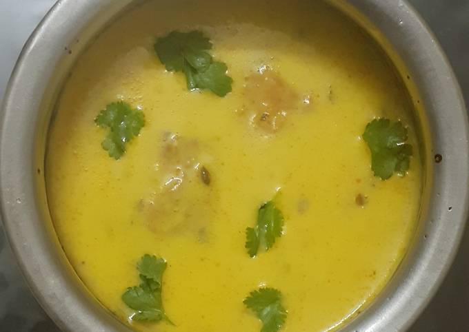 Recipe: Tasty Moong dal ki kadhi (split green gram curry)