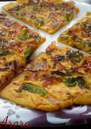 A picture of Vegatable Savoury Pancakes (using Chickpea flour)/ Besan Pudas.