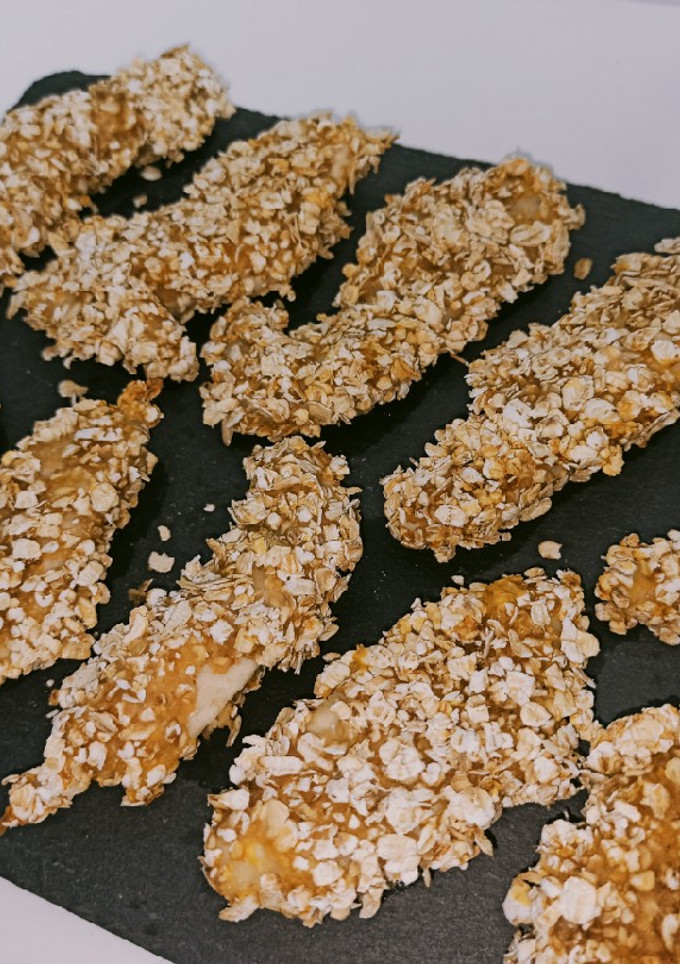 Una foto de Pollo rebozado de copos de avena