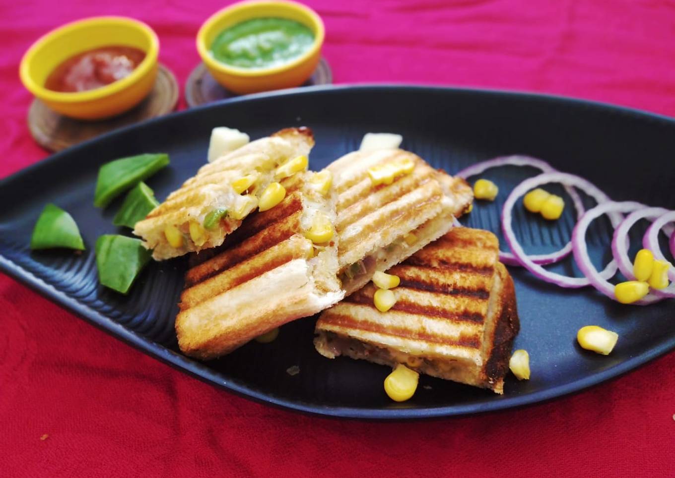 Corn mozzarella sandwich