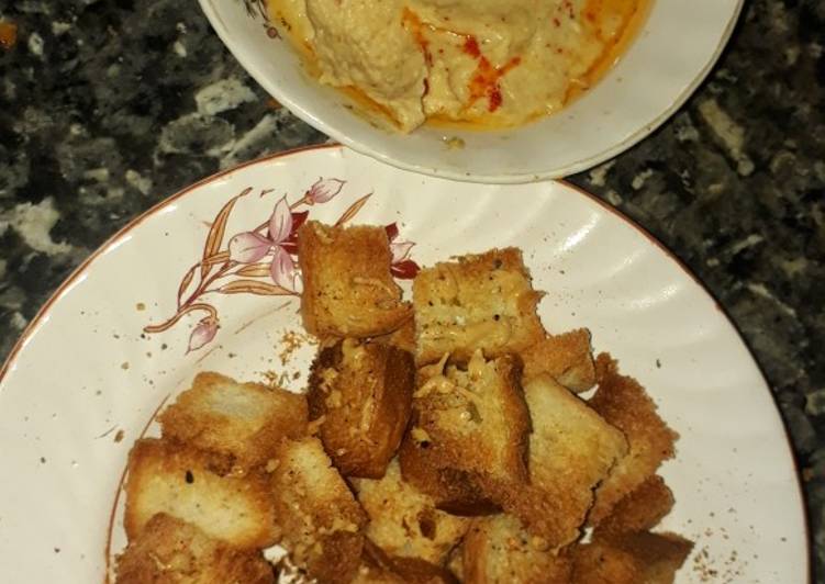Recipe of Favorite Crispy bread squares grilled with hummus