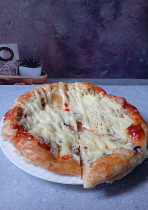 Foto resep Egg-free button mushroom pizza
