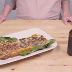 A picture of Sweet potato and spinach quiche.