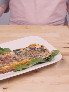 A picture of Sweet potato and spinach quiche.