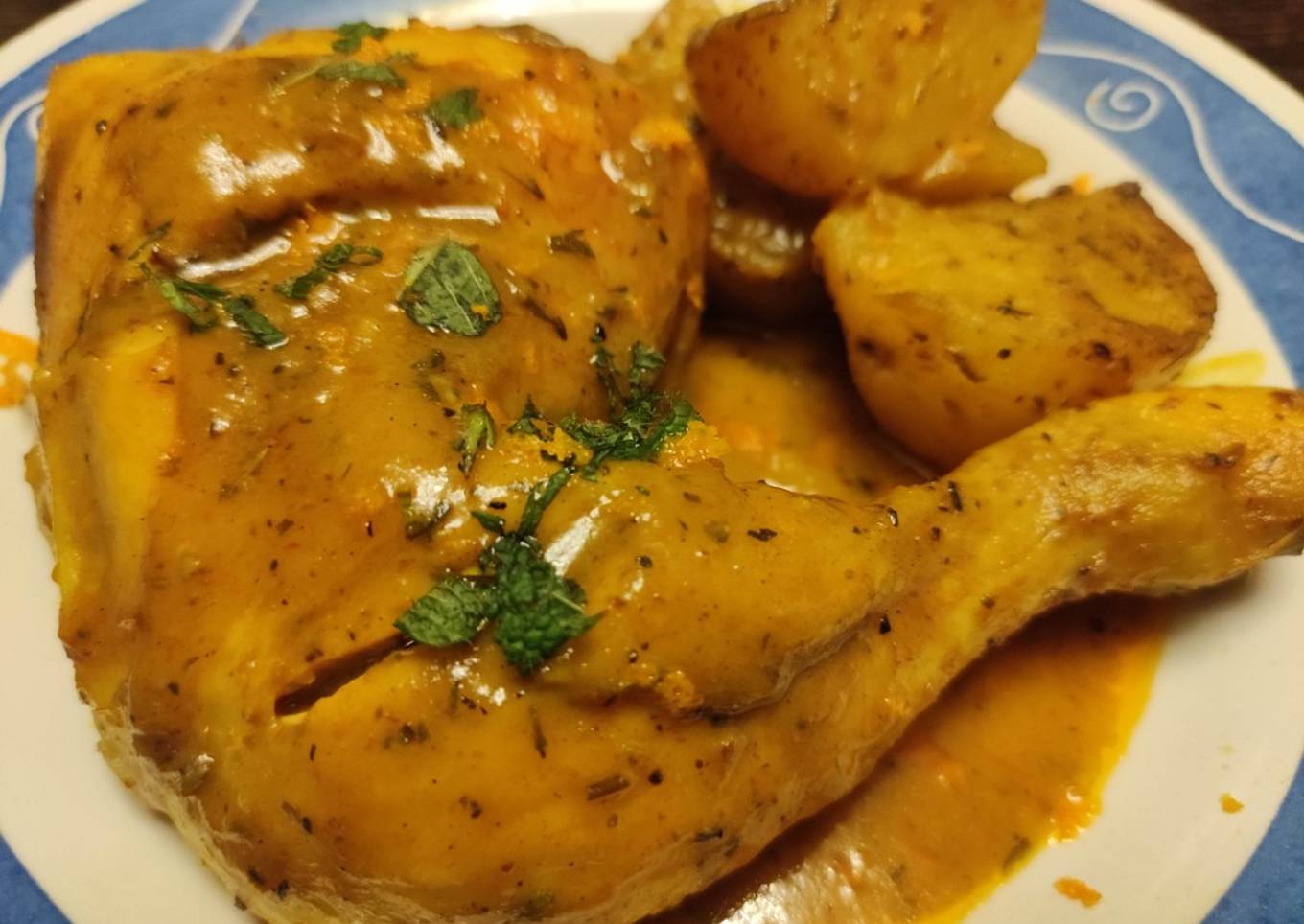Pollo Asado con Leche de Coco, Curry y Kimchi