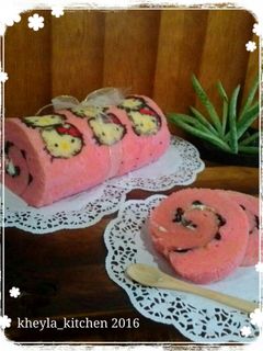 Foto resep Bolu Gulung Kukus /  Roll Cake Karakter hellokitty
