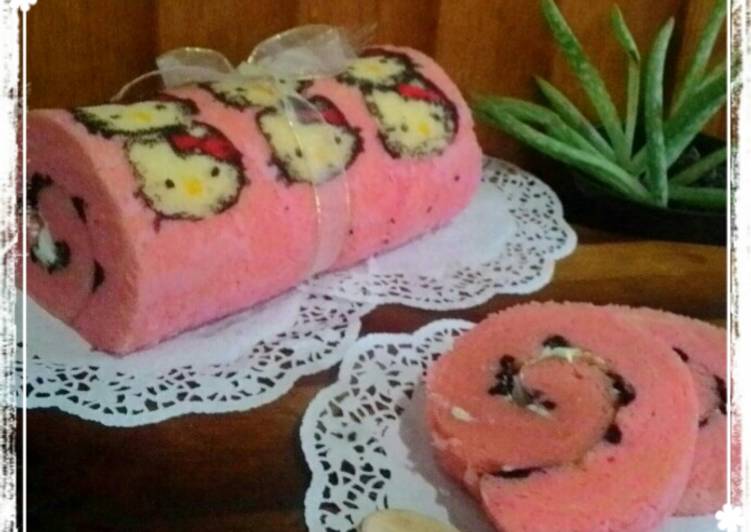 Bolu Gulung Kukus /  Roll Cake Karakter hellokitty