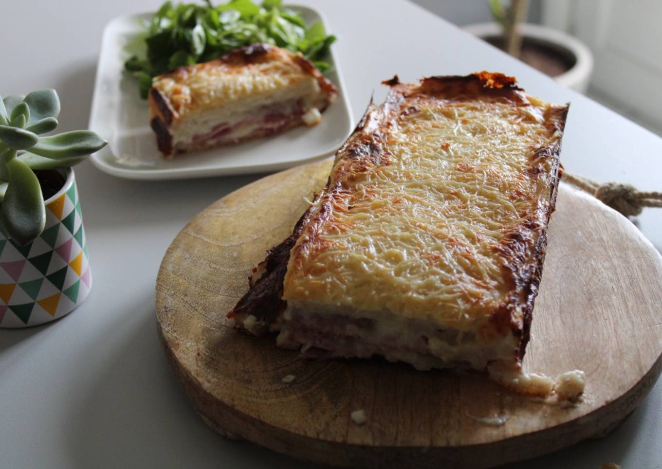 Croque-cake au jambon et fromage