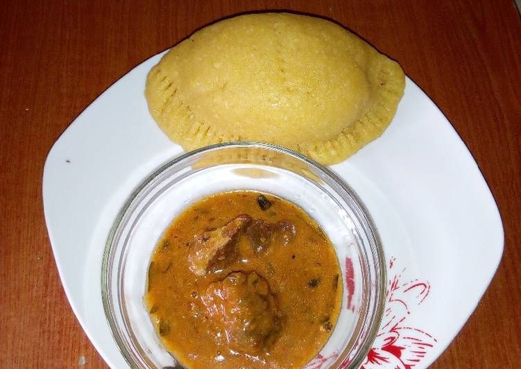 Steps to Prepare Favorite Meatpie Eba and Ogbono soup