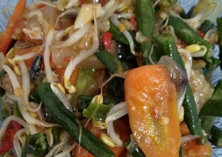 Tumis timun wortel tauge kacang panjang