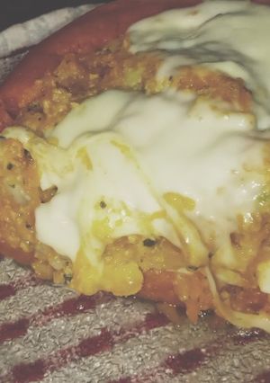 Una foto de Mi calabaza rellena con verdeo y pollo