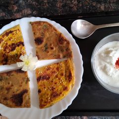 A picture of Double layer Soy flour and spring onion Paratha.