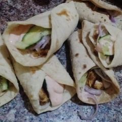 Chicken roll with tortilla A picture of Chicken roll with tortilla.