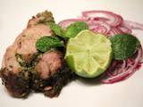 Roasted Leg of lamb with herbs and mushrooms