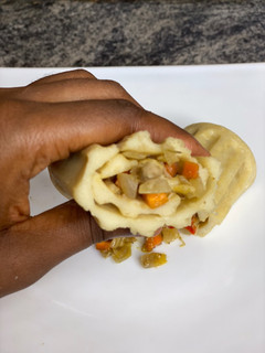 A picture of Title:Chicken pancake wrap.