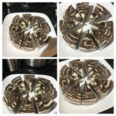 A picture of Zebra marble Choco- Vanilla bread pudding.