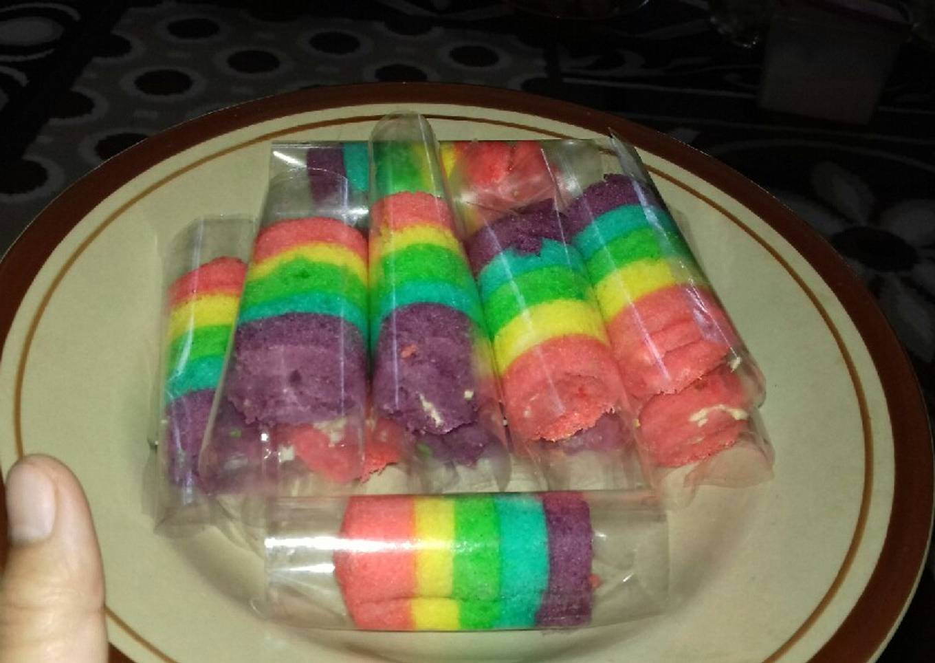 Roll rainbow / rainbow gulung lembut enak mudah
