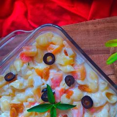 A picture of Philippine sweet macaroni salad 🥗🥗🇵🇭🇵🇭.