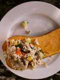 Butternut Squash with Ground Chicken, Vegetables and Rice