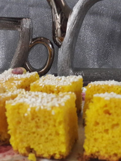 عکسی از دستور صفوف (سفوف) کیک زردچوبه ای😉