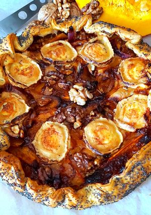 Une photo de Tarte potimarron et chèvre
