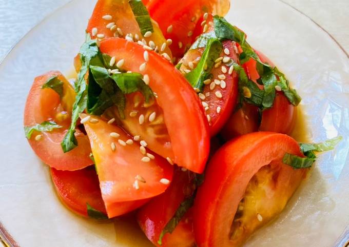 Chilled Tomato salad with Shiso leaves