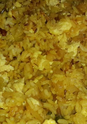 A picture of Phodincha bhat / tadke voila rice.
