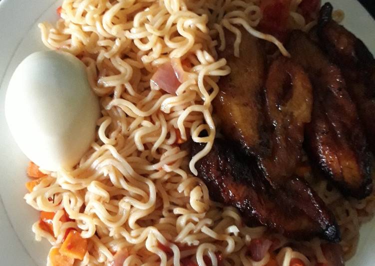 Easiest Way to Prepare Award-winning Ripe plantain with indomine and boiled egg