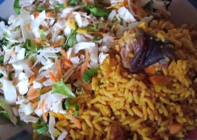 Step-by-Step Guide to Prepare Quick Palmoil rice and coleslaw